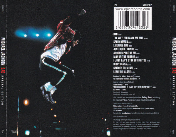 Michael Jackson : Bad (CD, Album, RE, RM, S/Edition)
