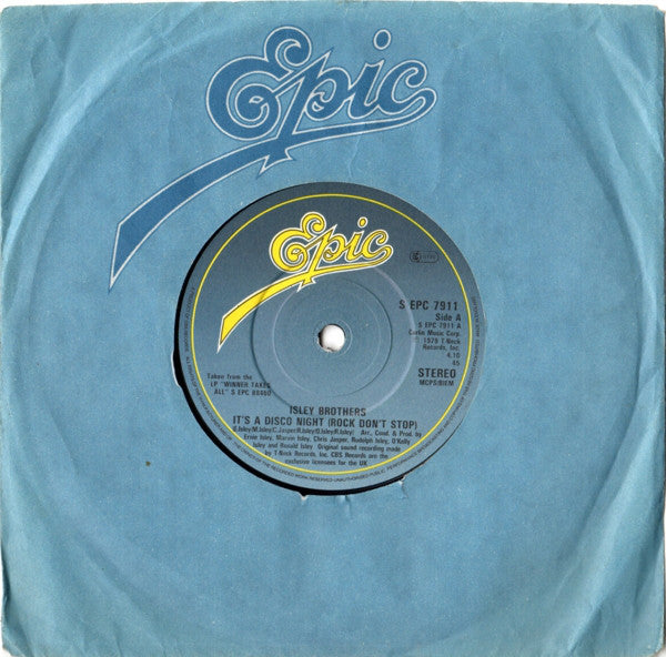 The Isley Brothers : It's A Disco Night (Rock Don't Stop) (7", Single, Blu)