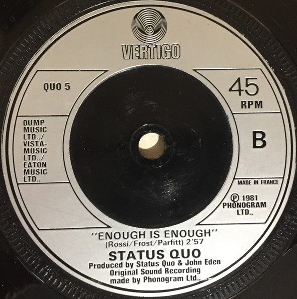 Status Quo : Something About You Baby I Like (7", Single, Sil)