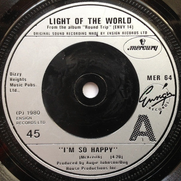 Light Of The World : I'm So Happy / Time (7", Single, Sol)