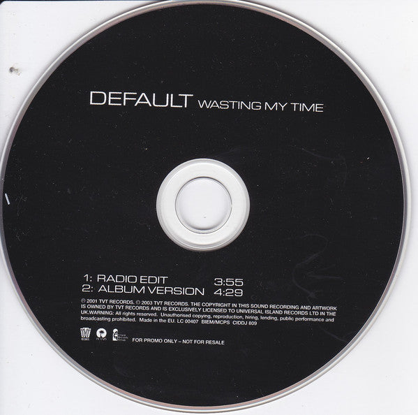 Default (4) : Wasting My Time (CD, Single, Promo)