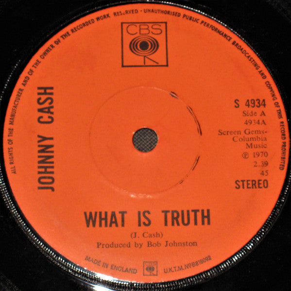 Johnny Cash : What Is Truth (7", Single, Sol)