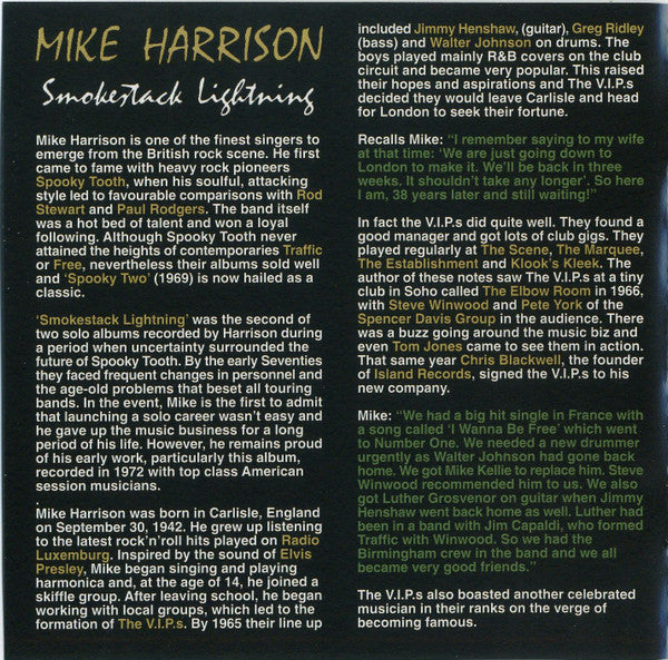 Mike Harrison (2) : Smokestack Lightning (CD, Album, RE, RM, Dig)