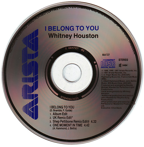 Whitney Houston : I Belong To You (CD, Single)