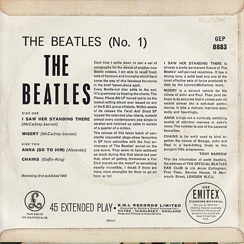 The Beatles : The Beatles (No.1) (7", EP, Mono)