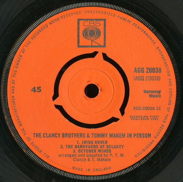 The Clancy Brothers And Tommy Makem* : In Person (7", EP)