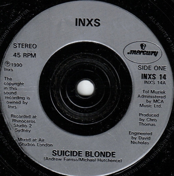 INXS : Suicide Blonde (7", Single, Sil)