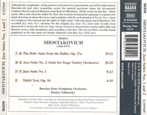 Shostakovich* - Russian State Symphony Orchestra, Dmitry Yablonsky : Jazz Suites Nos. 1 And 2 (CD, Album)