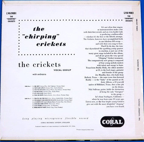 The Crickets (2) : The "Chirping" Crickets (LP, Album, Mono, RE, RP)