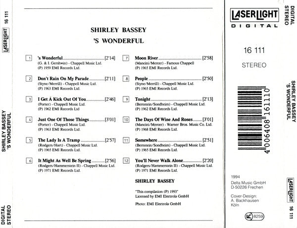 Shirley Bassey : 'S Wonderful (CD, Comp)