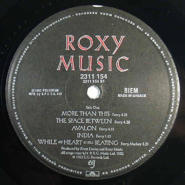Roxy Music : Avalon (LP, Album)
