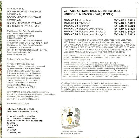 Band Aid 20 : Do They Know It's Christmas? (CD, Single, dou)