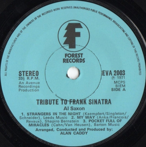 Al Saxon : Al Saxon Sings Sinatra (7")
