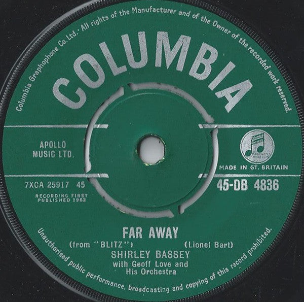 Shirley Bassey : Far Away (7", Single)