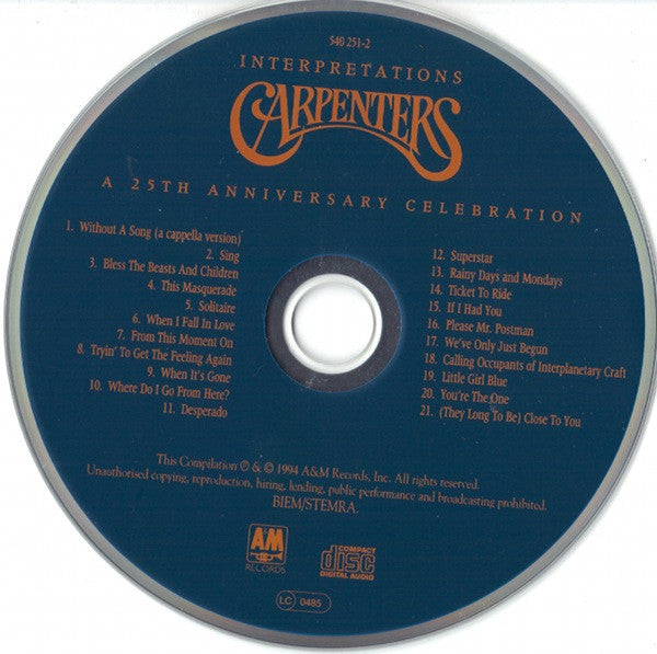 Carpenters : Interpretations: A 25th Anniversary Collection (CD, Comp)