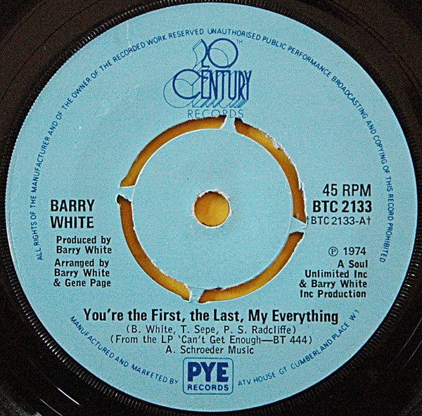 Barry White : You're The First, The Last, My Everything (7", Single, 4-p)