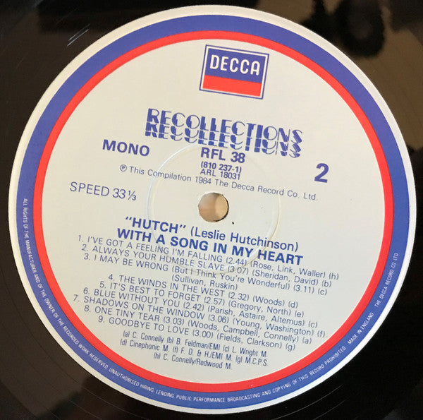 Leslie Hutchinson (2) : With A Song In My Heart (LP, Mono)