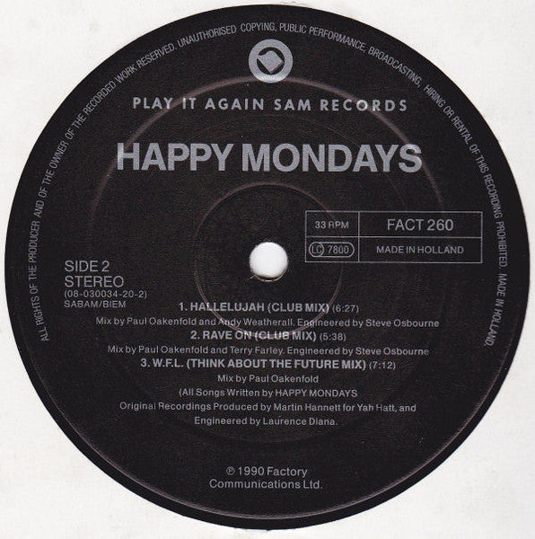 Happy Mondays : Hallelujah (LP, Album)