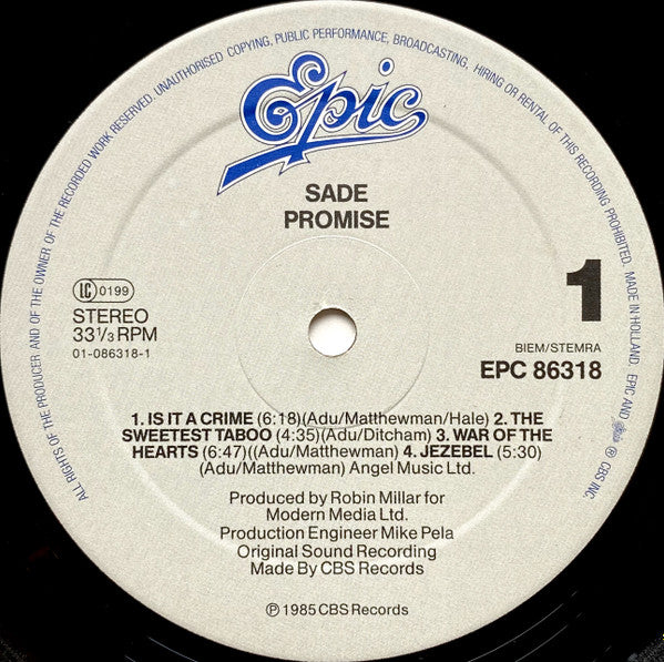 Sade : Promise (LP, Album, Whi)