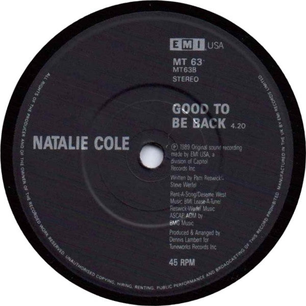 Natalie Cole : Miss You Like Crazy (7", Single, Bla)