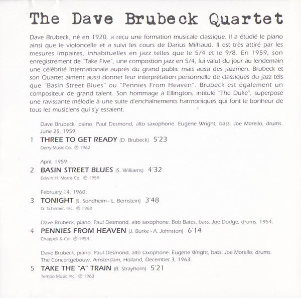 The Dave Brubeck Quartet : The Dave Brubeck Quartet (CD, Comp)