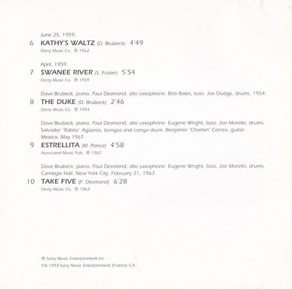 The Dave Brubeck Quartet : The Dave Brubeck Quartet (CD, Comp)