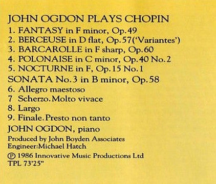 John Ogdon Plays Frédéric Chopin : John Ogdon Plays Chopin (CD)