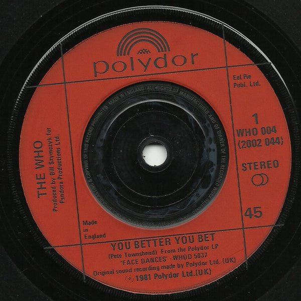 The Who : You Better You Bet (7", Single)