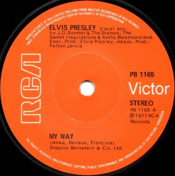 Elvis Presley : My Way (7", Single, Sol)