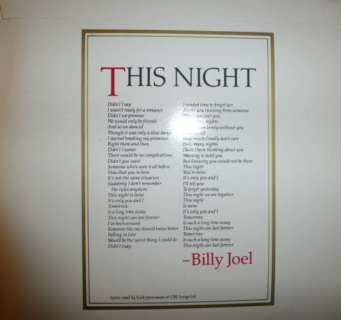 Billy Joel : This Night (7", Single, Gat)