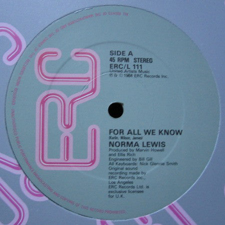 Norma Lewis : For All We Know (12")