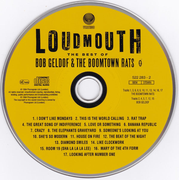 The Boomtown Rats / Bob Geldof : Loudmouth The Best Of Bob Geldof & The Boomtown Rats (CD, Comp)