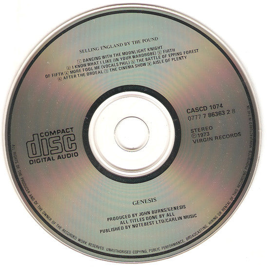 Genesis : Selling England By The Pound (CD, Album, RE)