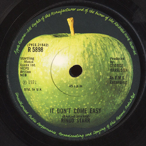 Ringo Starr : It Don't Come Easy (7", Single, Sol)