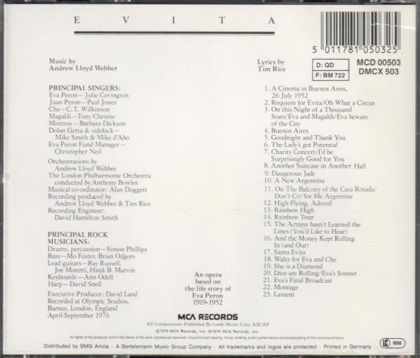 Andrew Lloyd Webber And Tim Rice : Evita (2xCD, Album, MP)