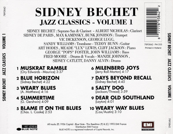 Sidney Bechet : Jazz Classics Volume 1 (CD, Album, RE)