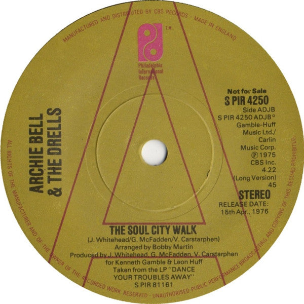 Archie Bell & The Drells : The Soul City Walk (7", Single, Promo)