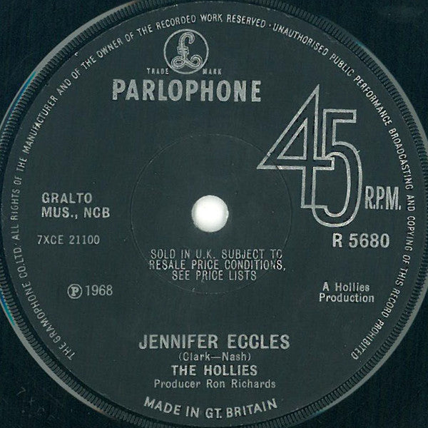 The Hollies : Jennifer Eccles (7", Single, Sol)