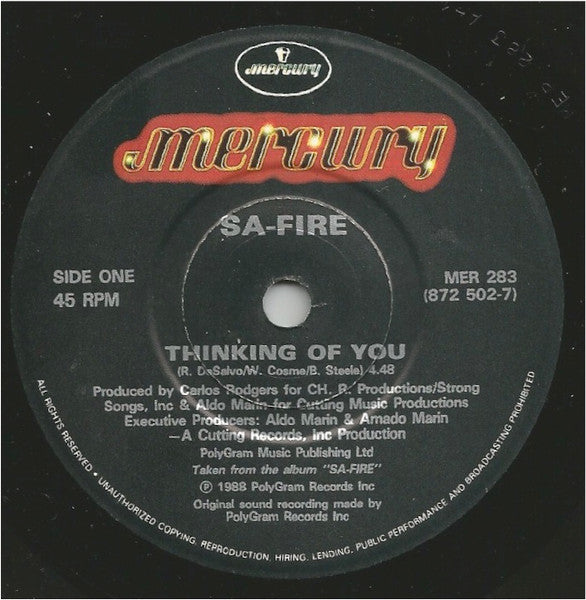 Safire : Thinking Of You (7")