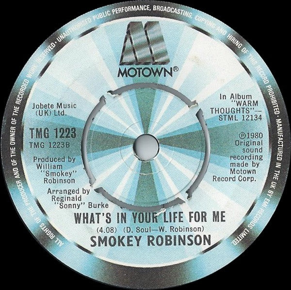 Smokey Robinson : Being With You (7", Single, Kno)
