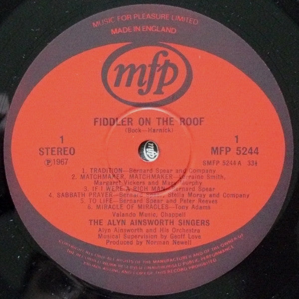 Bernard Spear With The Alyn Ainsworth Orchestra : Fiddler On The Roof (LP, RE)
