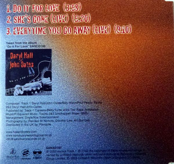 Daryl Hall & John Oates : Do It For Love (CD, Single)