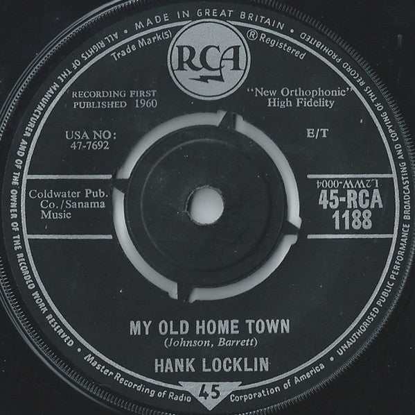 Hank Locklin : Please Help Me, I'm Falling (7", Single)