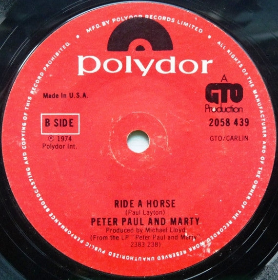 The New Seekers / Peter Paul And Marty : I Get A Little Sentimental Over You / Ride A Horse (7")