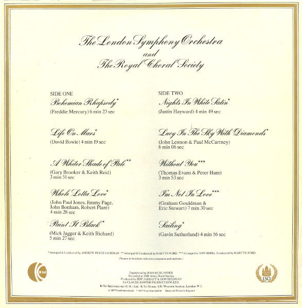 London Symphony Orchestra And The Royal Choral Society : Classic Rock (LP, Album, RE, WEA)