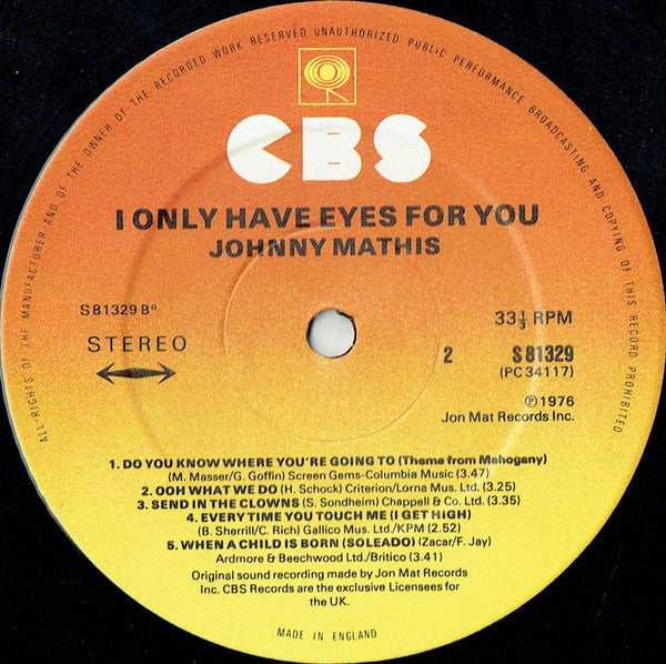 Johnny Mathis : I Only Have Eyes For You (LP, Album)