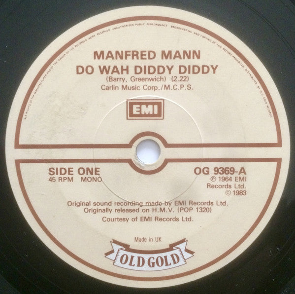 Manfred Mann : Do Wah Diddy Diddy / If You Gotta Go Go Now (7", Single)