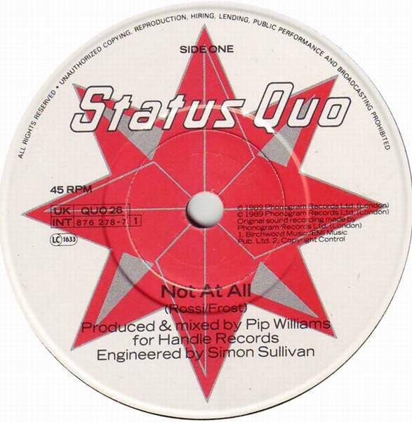 Status Quo : Not At All (7", Single, Pap)