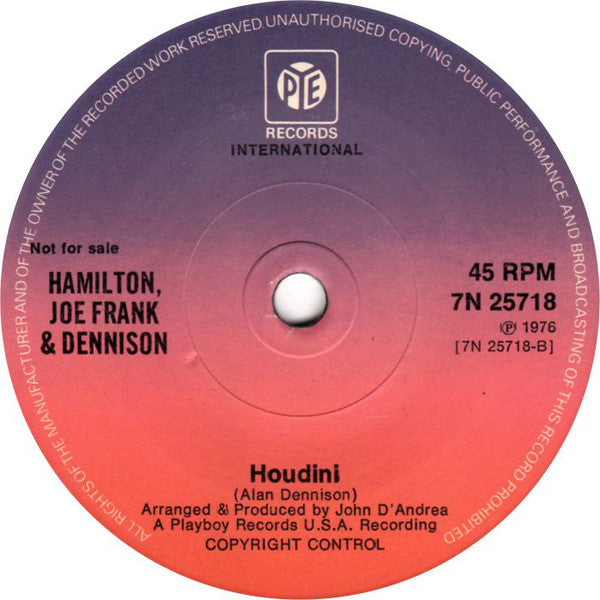 Hamilton, Joe Frank & Dennison : Light Up The World With Sunshine (7", Single, Promo)