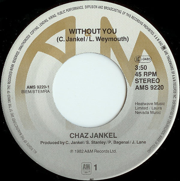 Chas Jankel : Without You (7", Single)